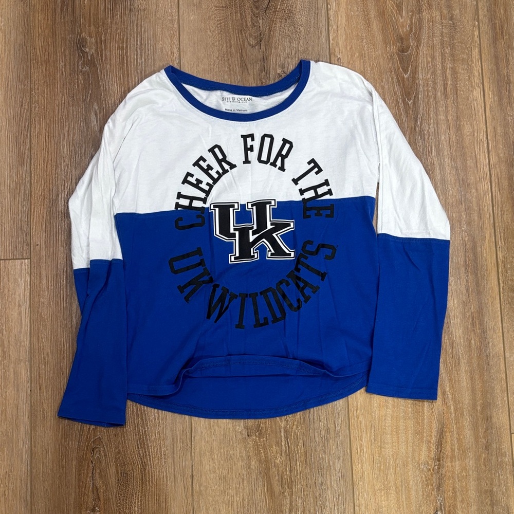 Blue 84 Kids Long Sleeve UK Wildcats Tee - Blue and White